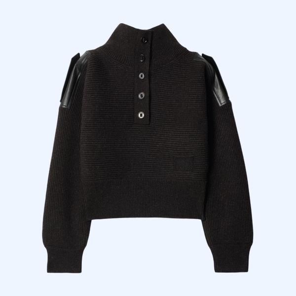 울 하프 버튼 스웨터