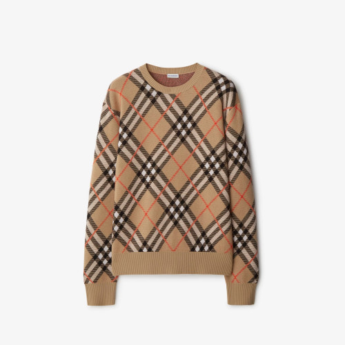 체크 울 모헤어 블렌드 스웨터