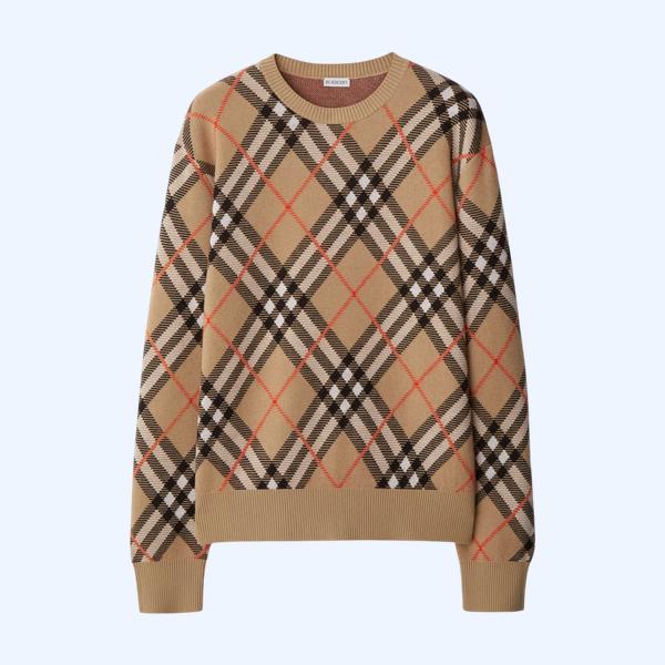 체크 울 모헤어 블렌드 스웨터
