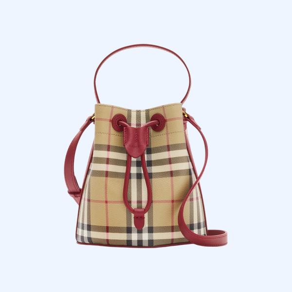 미니 체크 버킷 백