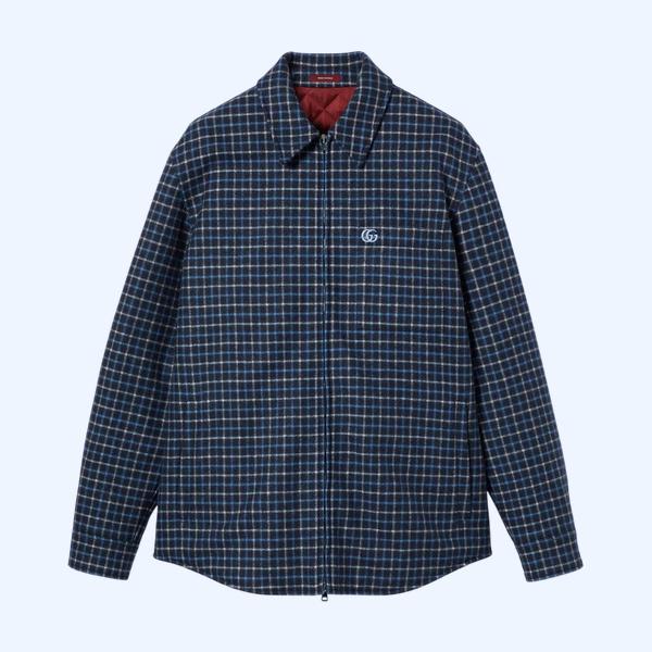 자수 울 플란넬 지퍼 재킷