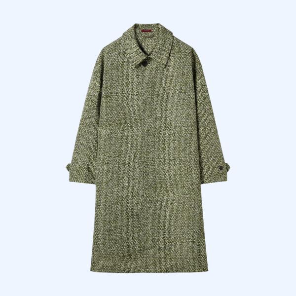 부클레 프린트가 있는 본디드 포플린 코트