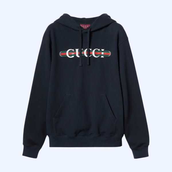 프린트 코튼 저지 후드 스웨트셔츠