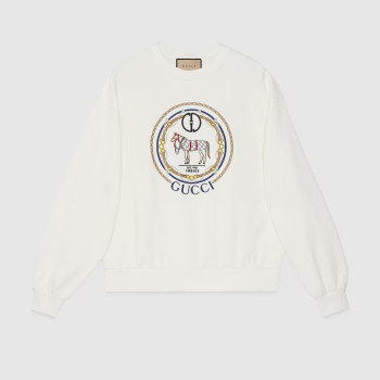 자수 코튼 저지 스웨트셔츠