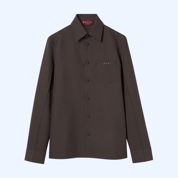 홀스빗 디테일의 폴리에스테르 트윌 셔츠