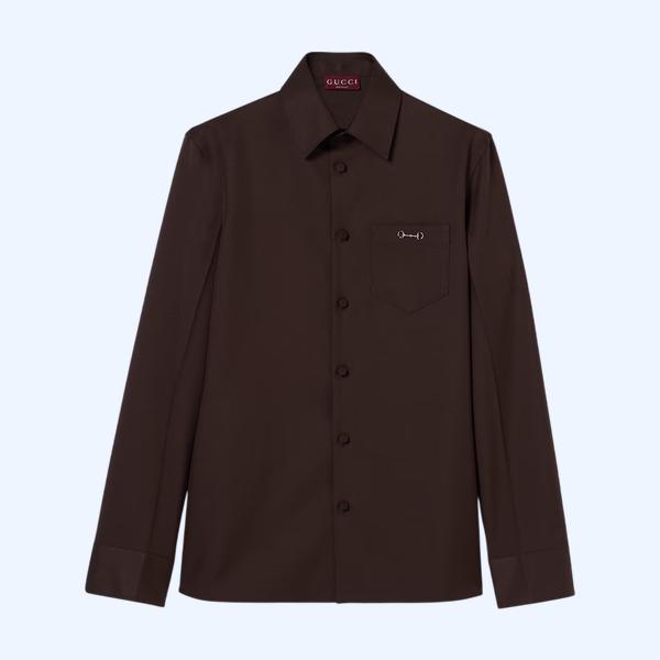 홀스빗 디테일의 폴리에스테르 트윌 셔츠