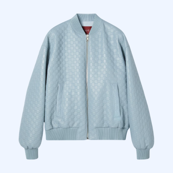 GG 엠보스 레더 봄버 재킷