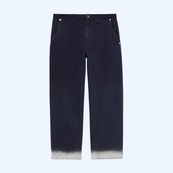 블리치 GG 코튼 데님 자카드 팬츠