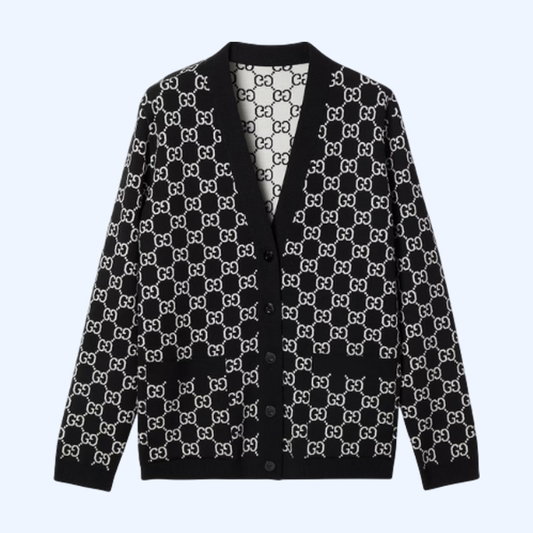 리버서블 GG 울 자카드 가디건