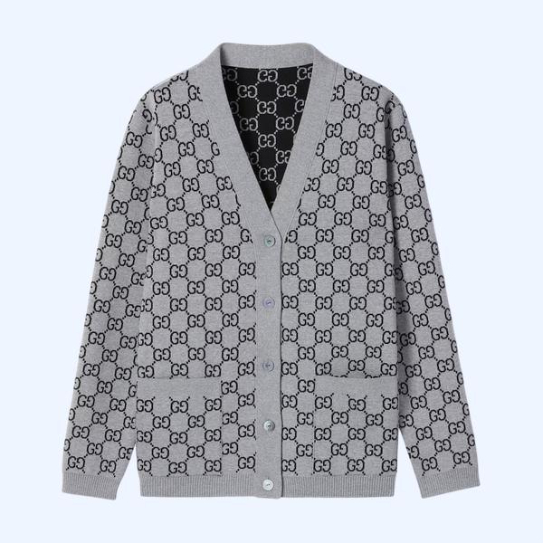 리버서블 GG 울 자카드 가디건