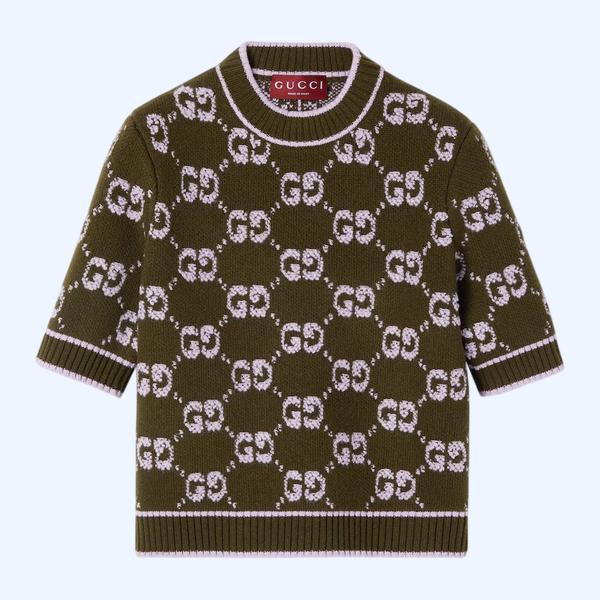 GG 울 부클레 자카드 탑