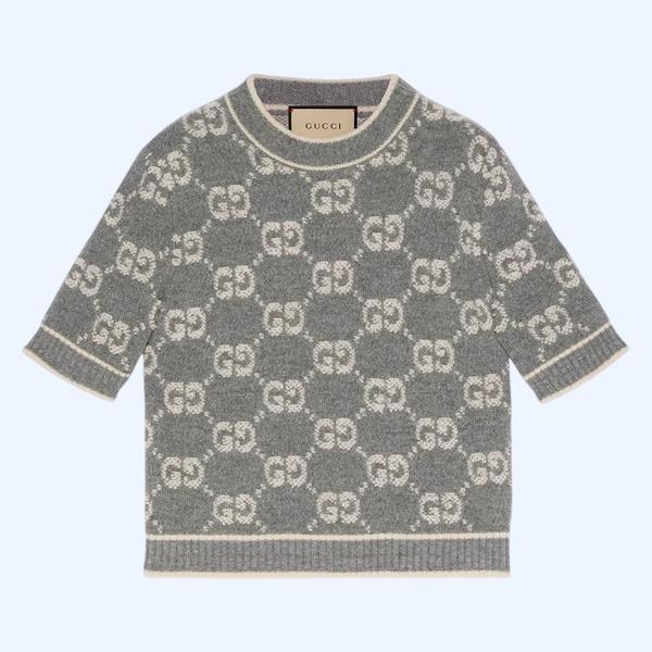 GG 울 부클레 자카드 탑