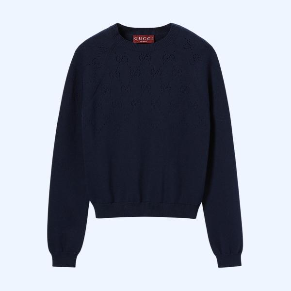 GG 아가일 코튼 크루넥 탑