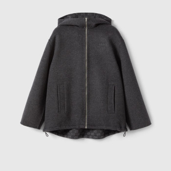 자수 울 및 실크 후드 재킷