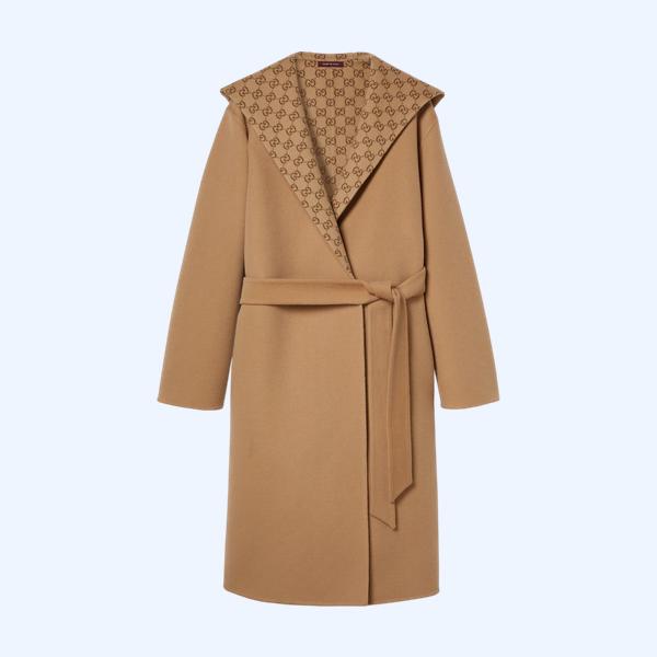 리버서블 GG 실크 울 블렌드 코트