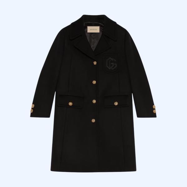 더블 G 자수 울 코트