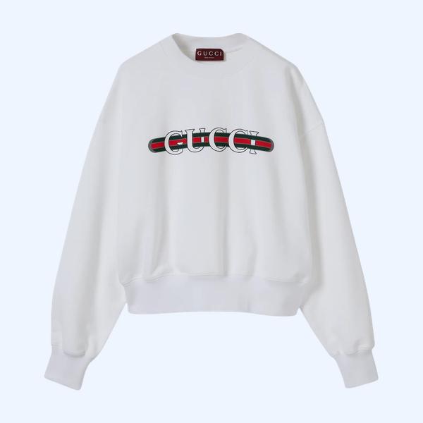 프린트 코튼 저지 스웨트셔츠