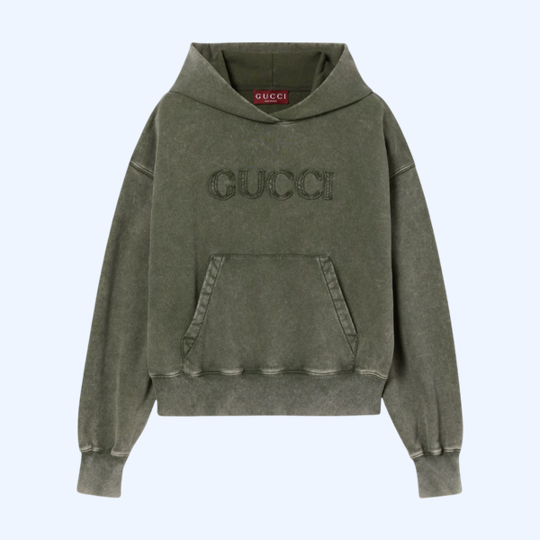 자수 코튼 저지 후드 스웨트셔츠