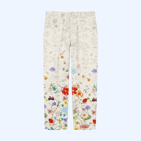 프린트 데님 팬츠