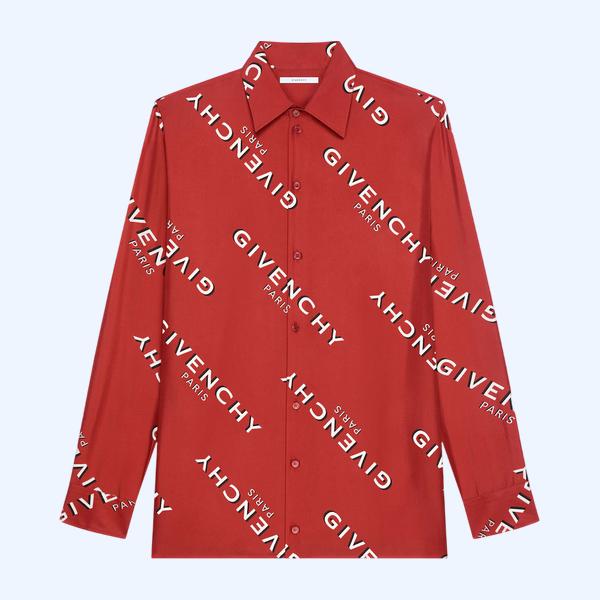 GIVENCHY 섀도우 프린트가 있는 실크 트윌 소재 셔츠