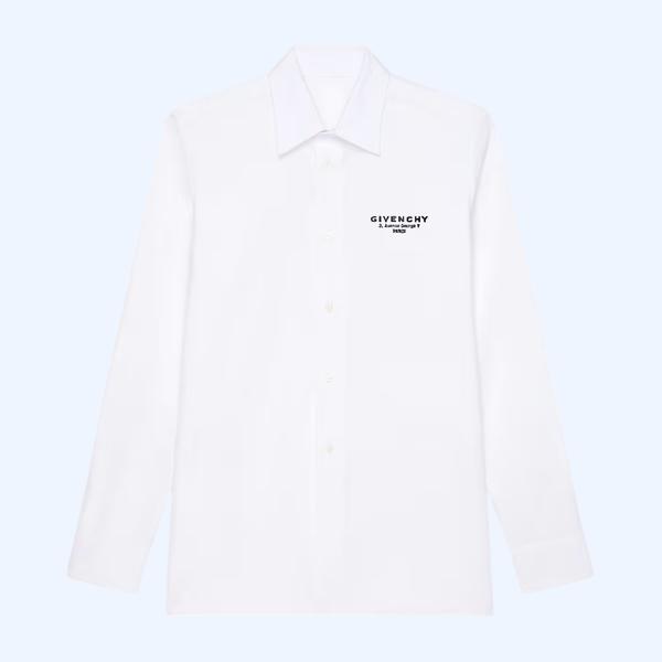 GIVENCHY 스탬프 자수가 있는 코튼 팝린 셔츠