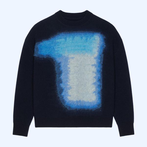 애프터눈 라이트 자카드 울 소재의 코쿤 스웨터