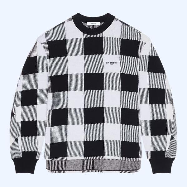 울 자수 GIVENCHY 파리 체크 스웨터