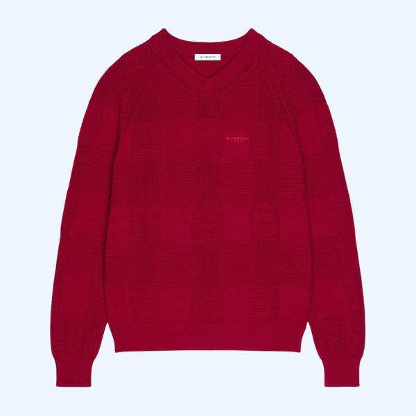 코튼 니트 체크 스웨터