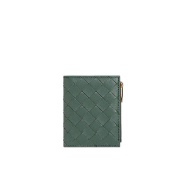 보테가 베네타 스몰 인트레치아토 폴더형 지퍼 지갑 그린