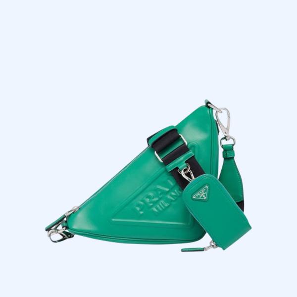 프라다 트라이앵글 레더 숄더백 그린