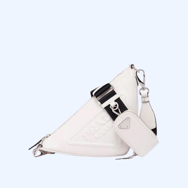 프라다 트라이앵글 레더 숄더백 화이트