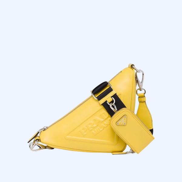 프라다 트라이앵글 레더 숄더백 옐로우