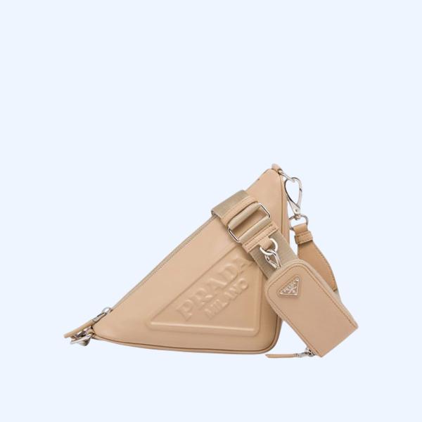 프라다 트라이앵글 레더 숄더백 베이지