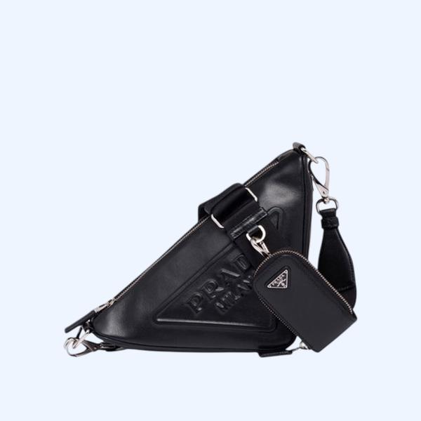 프라다 트라이앵글 레더 숄더백 블랙