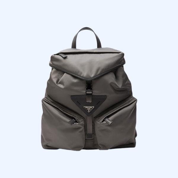 프라다 리나일론 레더 백팩 그레이