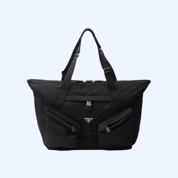 프라다 리나일론 가죽 트래블백