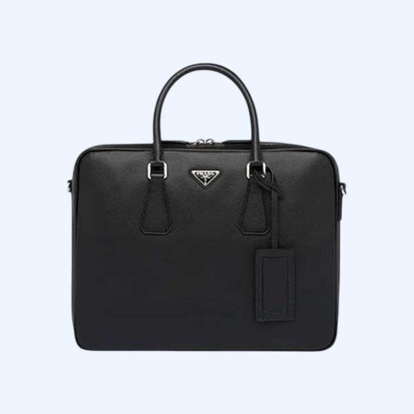 프라다 사피아노 삼각로고 레더 브리프케이스