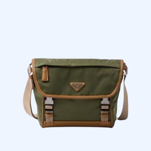 프라다 리나일론 레더 숄더백 그린