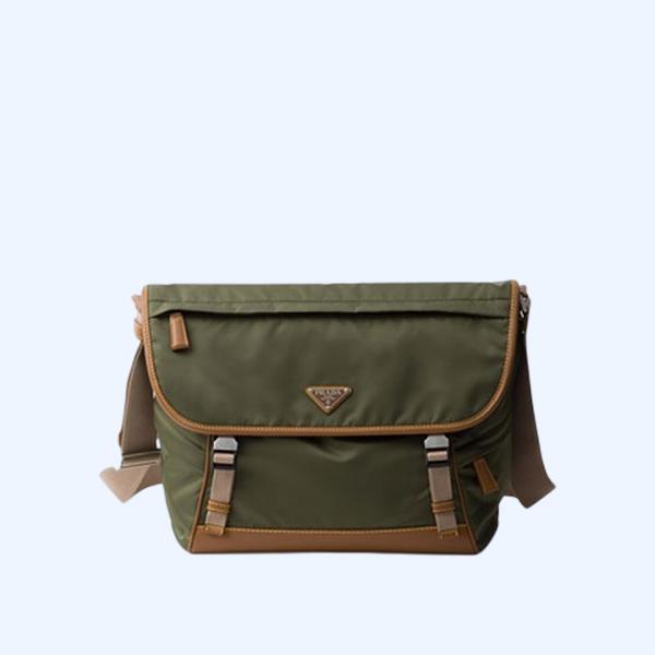 프라다 리나일론 레더 숄더백 그린