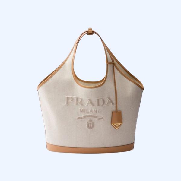 프라다 리넨 레더 라지 버클백