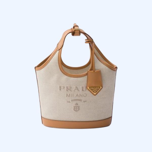 프라다 리넨 레더 미니 버클백