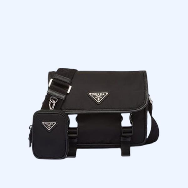 프라다 리나일론 사피아노 레더 메신저백