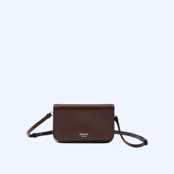 프라다 브러쉬드 레더 미니 크로스백 브라운