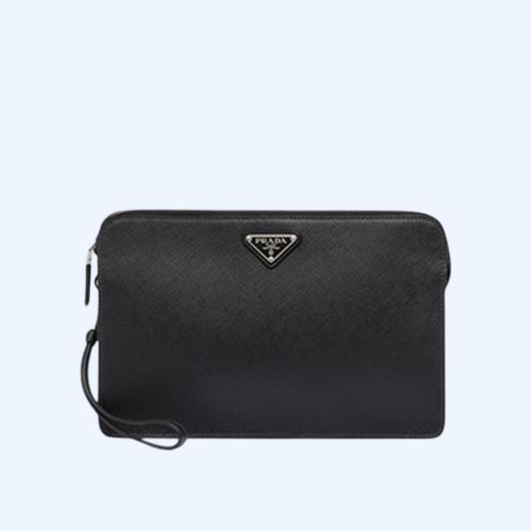 프라다 사피아노 가죽 파우치