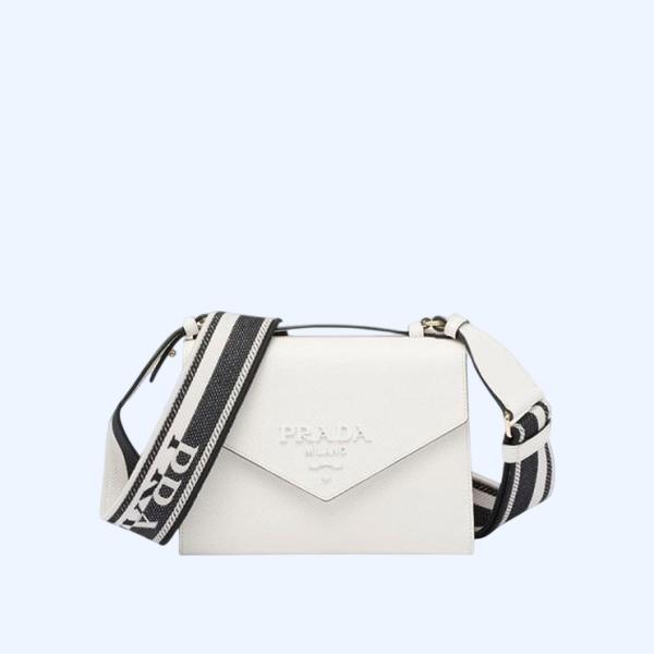 프라다 모노크롬 사피아노 가죽 백 화이트