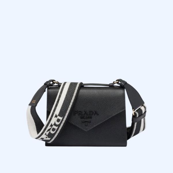 프라다 모노크롬 사피아노 가죽 백 블랙