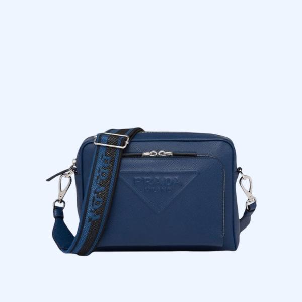프라다 사피아노 레더 숄더백 블루