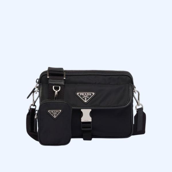 프라다 리나일론 사피아노 레더 숄더백