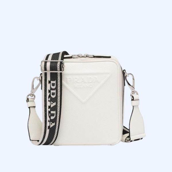 프라다 2VH154 사피아노 가죽 숄더백 화이트