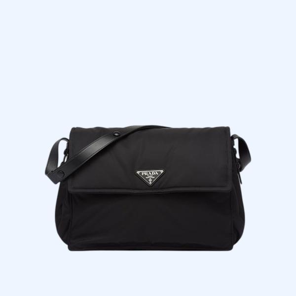 프라다 라지 패딩 리나일론 숄더백 블랙